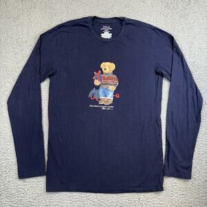 Polo Ralph Lauren Big Bear Christmas Presents Gifts T-Shirt Long Sleeve Sz Small